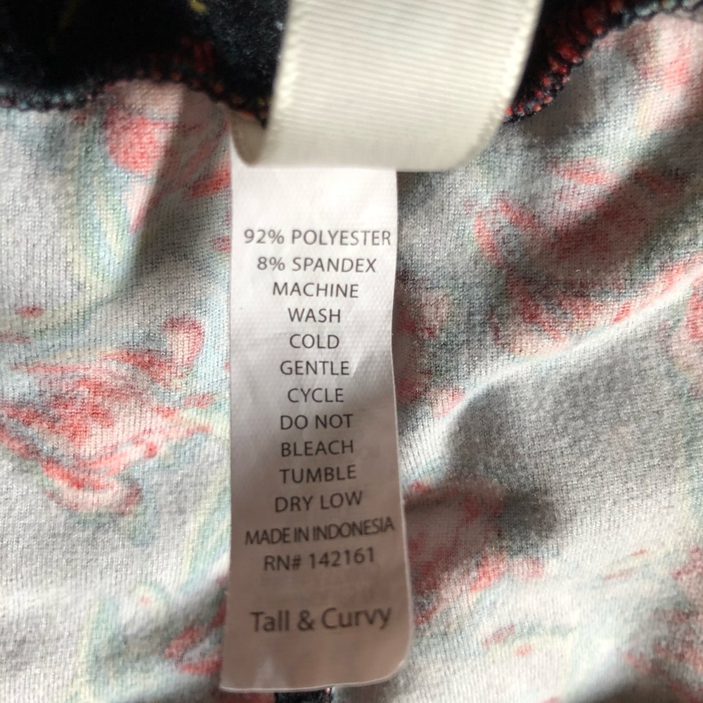 LulaRoe TC leggings; floral red orange teal black - Picture 4 of 7